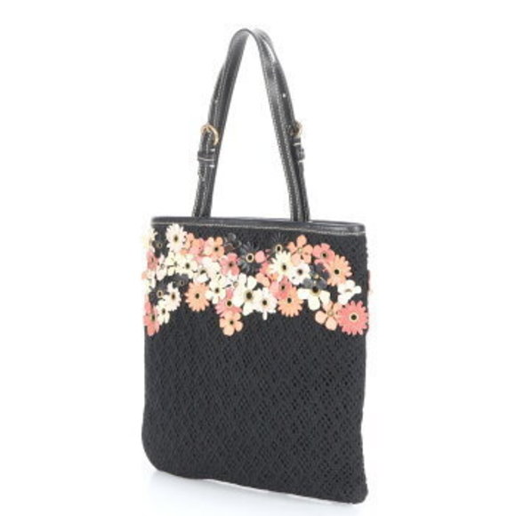 Miu Miu flower motif leather handbag black tote Shoulder Bag - Picture 2 of 11